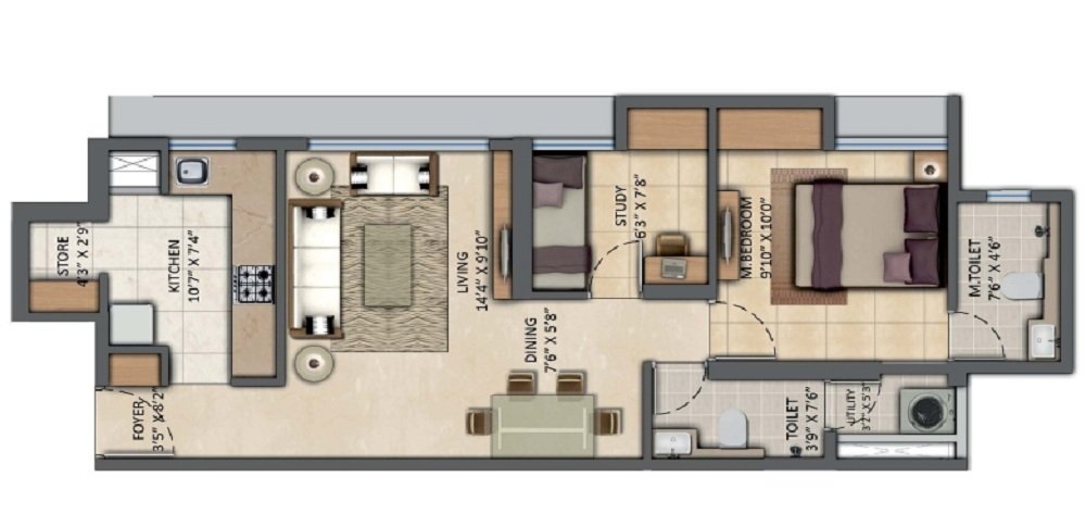 2bhk Floor Plan